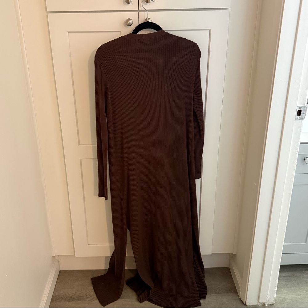 Lulus Layer Lover Brown Ribbed Knit Two-piece Dress & Cardigan Set - Size M - Picture 4 of 10